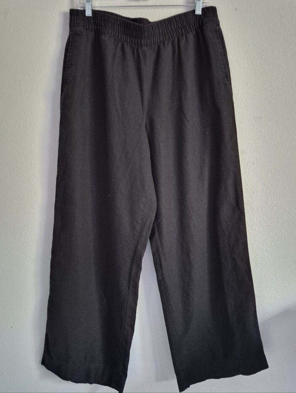 Old Navy High Rise Wide Leg Linen Blend Black Pants Women Large